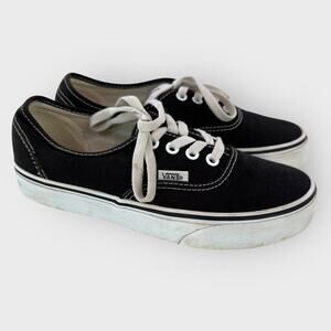 Vans Authentic Canvas Skate Shoes US 5 Black Low Top Lace Up Classic Sneakers